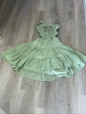 Light Green Ruffle Tiered Dress